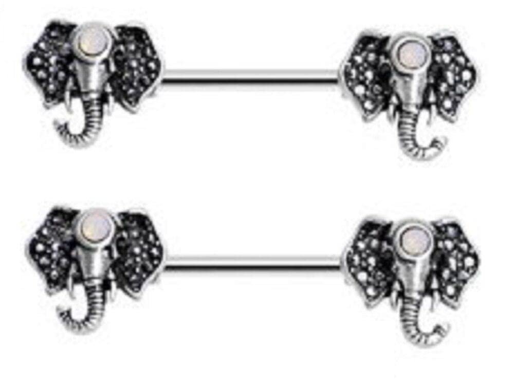 Nipple Ring Bars Elephant Body Jewelry Pair 14 gauge 9/16'''' bar pair