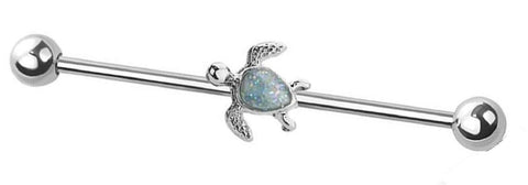 Industrial barbell Sea Turtle 316L Surgical Steel bar 14g