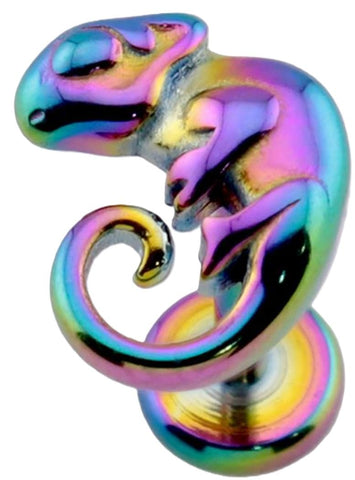 Chameleon Threadless Push-In Labret, 316L Surgical Steel, 18GA, 5/16" Length, Multicolor