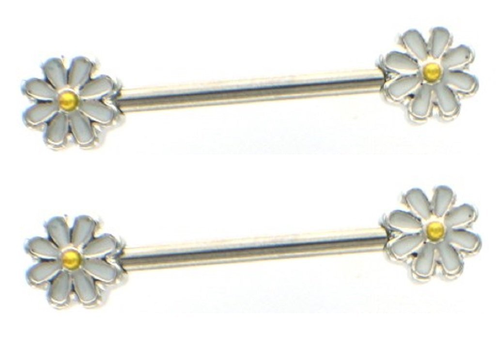 Body Accentz Nipple Ring Spring Daisy Flower Nipple Barbell Ring Blossom Pair