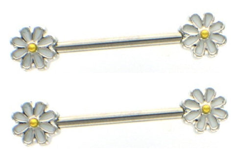Body Accentz Nipple Ring Spring Daisy Flower Nipple Barbell Ring Blossom Pair