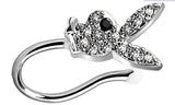 Playboy  Non-Pierce Nose Ring Multi Paved Gems Silvertone