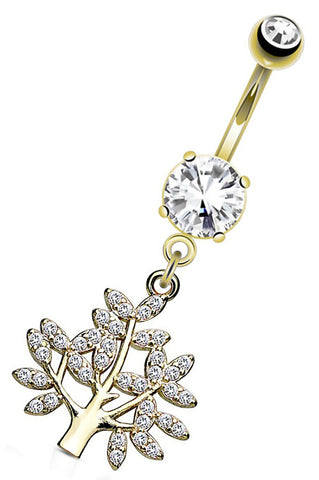 Body Accentz Belly Button Ring Navel Life Tree 316L Surgical Steel 14g