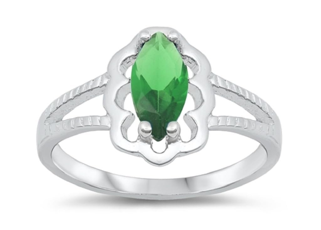 Sterling Silver CZ Emerald pinky ring Size 2
