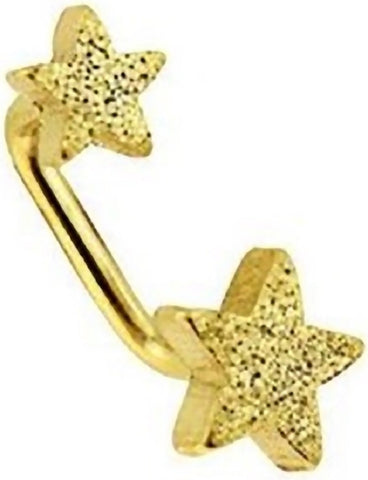 Body Accentz Double Stars IP 316L Surgical Steel Lippy Loop/Eyebrow Ring