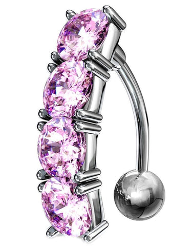 Body Accentz&reg; Belly Button Ring Navel 5 Gem Body Jewelry Dangle 14 Gauge