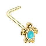 Body Accentz 20 GA Turquoise Sea Turtle L-Shape Nose Ring 316L Surgical Stainless Steel