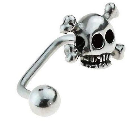 Body Accentz 316L Surgical Steel LIPPY Loop W/Skull 16 Gauge 5/16" bar