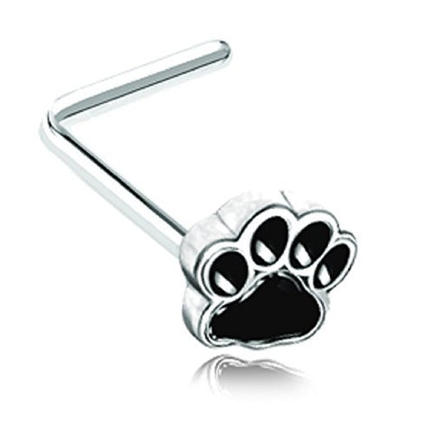 Body Accentz Nose Ring Pawprint Paw Stud 20g (Silvertone L Bend)