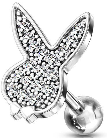Playboy Bunny 316L Surgical Steel Cartilage/Tragus Barbell