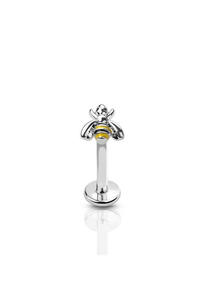 Body Accentz Labret INTERNALLY THREADED BUMBLE BEE TOP 316L SURGICAL STEEL LABRET STUD