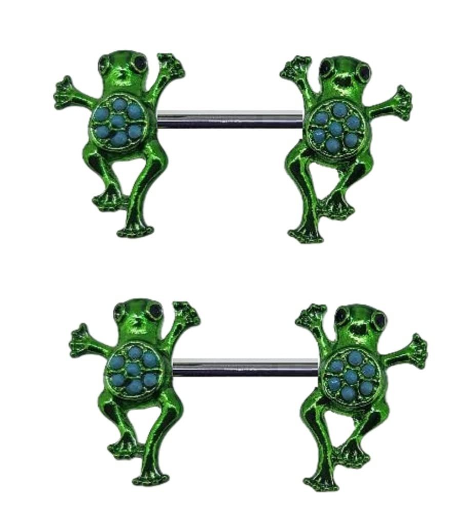 Body Accentz Nipple rings 316L Stainless Steel Shield bar Frog ends