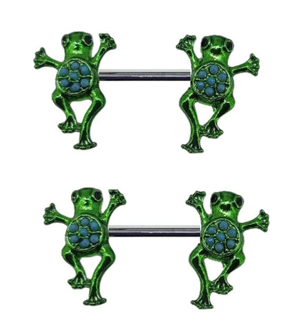 Body Accentz Nipple rings 316L Stainless Steel Shield bar Frog ends