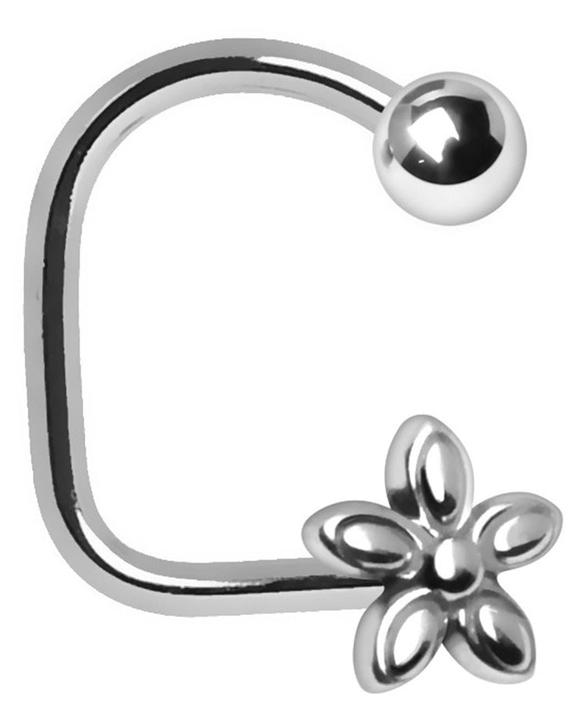 Body Accentz Flower Design Lip Ring, 316L Stainless Steel, 16GA, 3/8 inch Inner Diameter