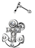 Tragus Barbell CZ Paved Anchor 316L Surgical Steel Cartilage Bar 16g