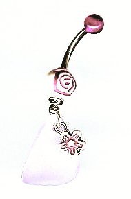 Belly Button Rings Rose Petal Dangle Navel