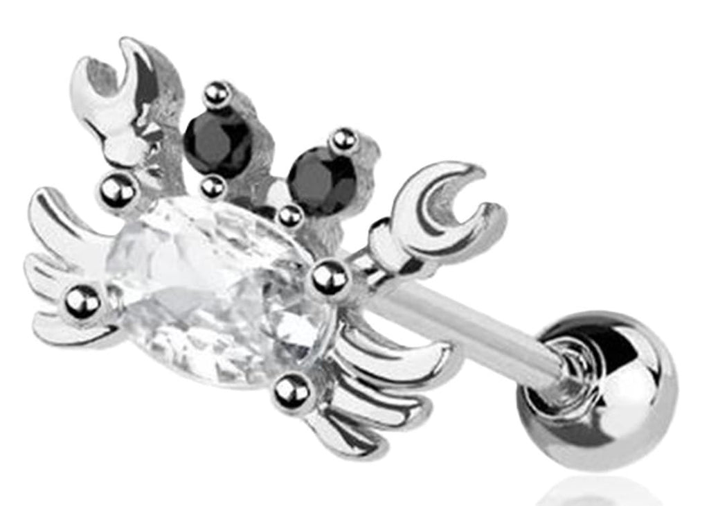 316L Surgical Steel Crab Cartilage Barbell, 20GA, 1/4 inch Length, 3mm Ball