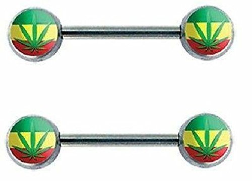 Nipple Ring Double Rasta bar body Jewelry sold as Pair 14g 1/2" Sold as a Pair.