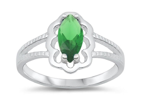 Sterling Silver CZ Emerald pinky ring Size 5