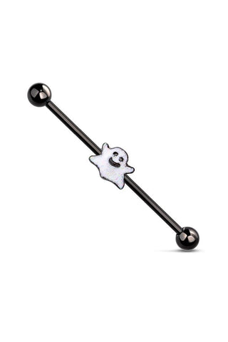 Body Accentz 14G Stainless Steel Helix Cartilage Earring Spooky smiley Ghost Industrial Barbell 1 1/2"