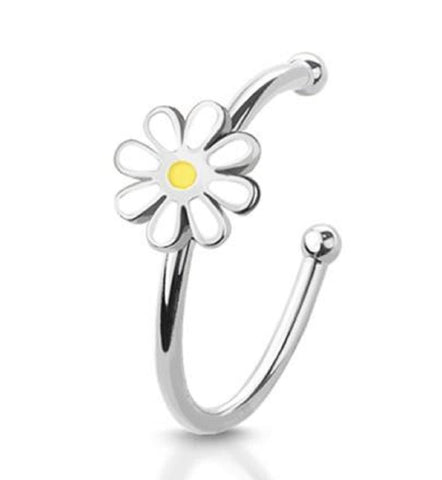 Body Accentz Center Daisy Stainless Steel Petite Nose Hoop