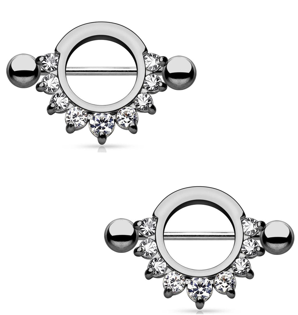 Body Accentz Nipple Ring Half Circle CZ Lined 316L Surgical Steel Nipple Shield