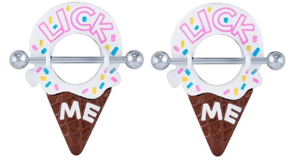 Body Accentz Nipple Ring Ice Cream Cone 316L Surgical Steel Sold as a pair