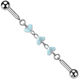 316L Industrial Barbell with Turquoise Glass Bead Connector Chain