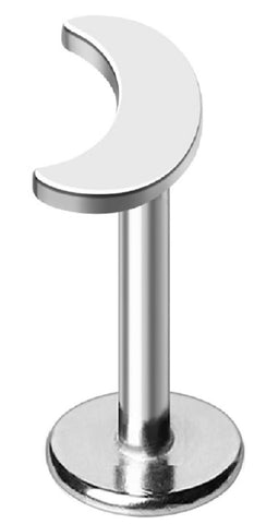 Body Accentz Labret Monroe Flat Back Piercing with Crescent Moon Top, 316L Stainless Steel, 16GA 1.2mm, 5/16" 8mm Bar Length, Internally Threaded