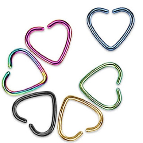316L Surgical Steel 316L Surgical Steel Fake Cartilage 'Clip-On' Single Closure Heart Ring Piercing Stud sold as pair