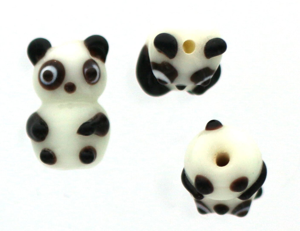 Panda Bear Approx 15mmx25mm 10 Lampwork Glass Beads