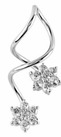 Belly Button Rings Flower CZ Long Spiral Twister Navel 14g
