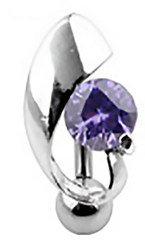 Body Accentz&trade; Belly Button Ring Navel Solitaire Reverse Body Jewelry 14 Gauge