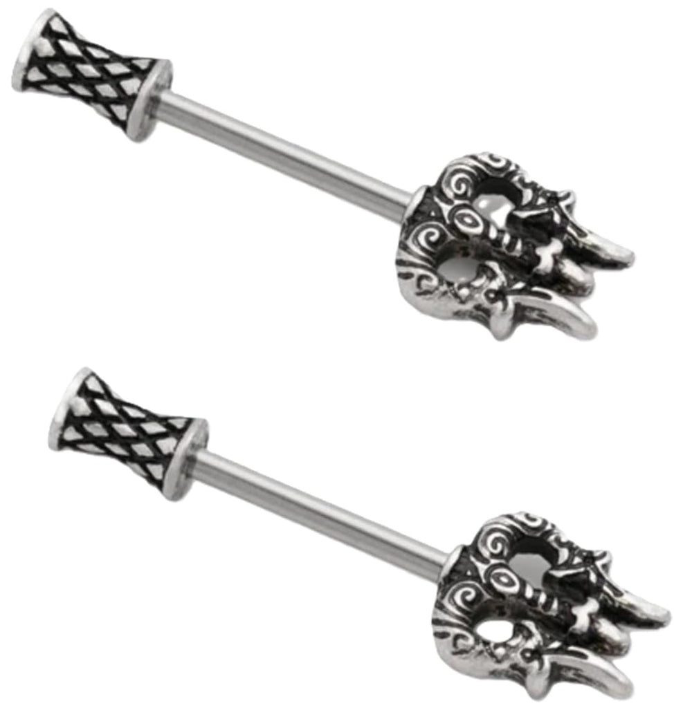 Poseidon's Trident Nipple Barbell 14g 13mm Stainless Steel