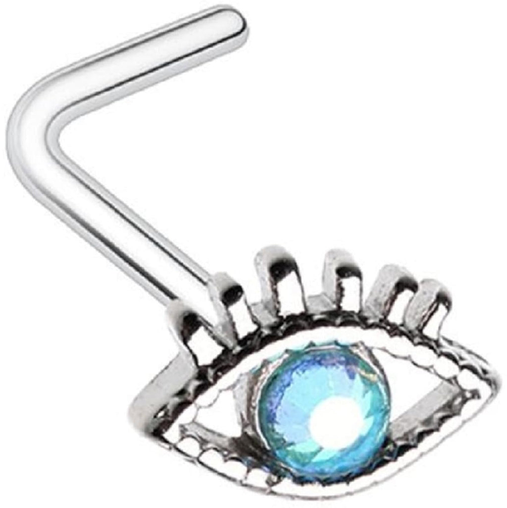 Body Accentz Nose Stud L-Shaped All Seeing Evil Eye Ring Design Tops Ax
