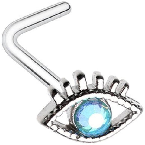 Body Accentz Nose Stud L-Shaped All Seeing Evil Eye Ring Design Tops Ax