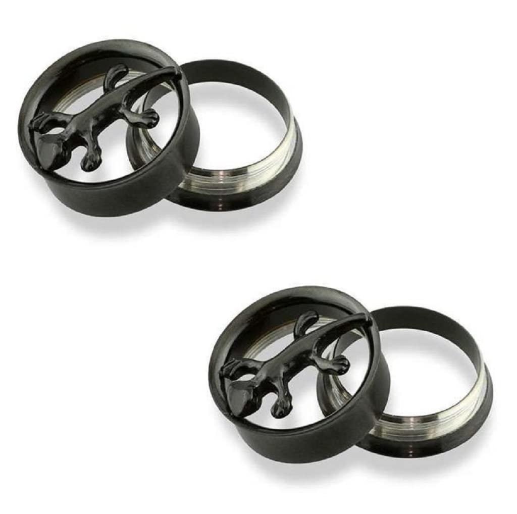 Body Accentz Internally Threaded Gecko Lizard 316L Surgical Steel Screw Fit Tunnel Plug