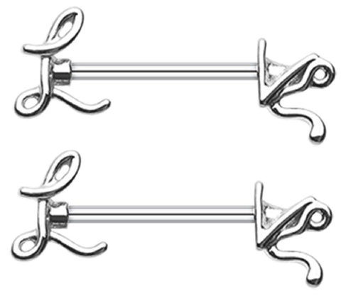 Nipple Ring Bars Love Body Jewelry Pair 14 Gauge Sold as Pair [Jewelry]