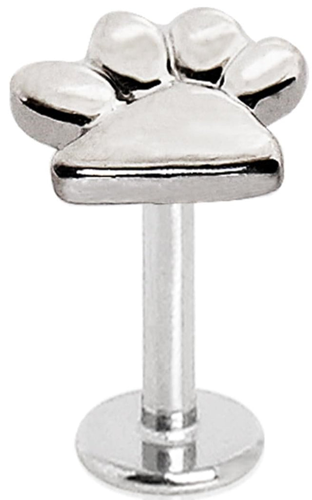 Paw Print Labret Monroe Lip Ring, 316L Stainless Steel, 16GA, 5/16" Bar, Cartilage Earring
