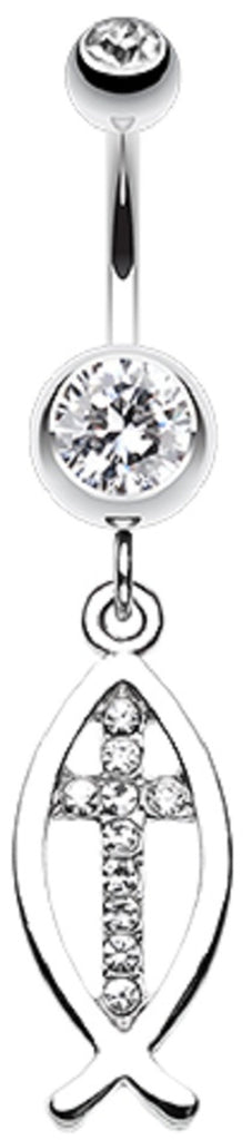 Body Accentz Belly Button Ring Agape Cross Belly Button Ring Fish of Life