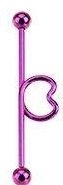 316L Surgical Steel Heart Loop Industrial Bar Barbell 1 1/2" 14g