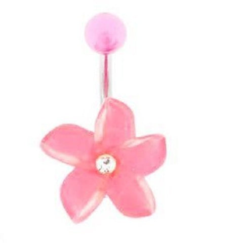 Belly Buton Ring 316L, Acrylic, Flower, Navel Rings - Pink