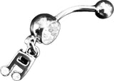 316L Stainless Steel Musical Note Dangle Navel Ring 14GA