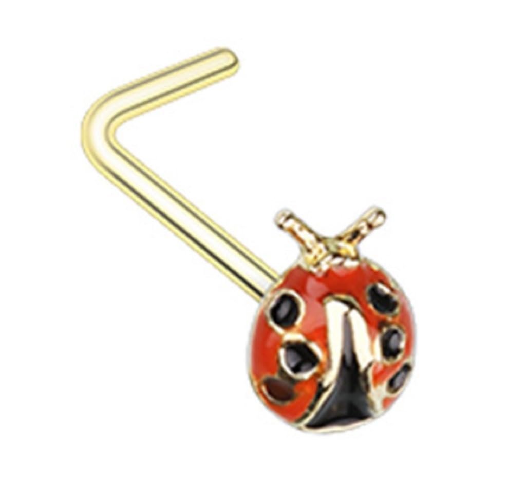 Nose Ring L Bend Stud Lady Bug Ladybug top 316L surgical steel