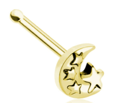 Body Accentz Nose Ring Grand Lunar Moon Star Stud 20g Bone