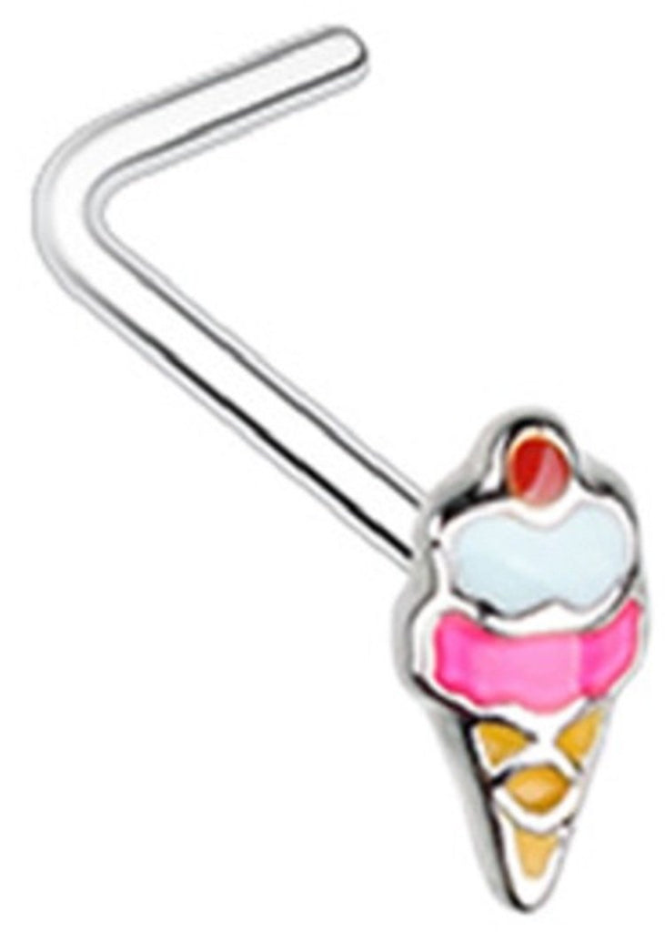 Nose Ring 20g Summertime Ice Cream Cone L-Shape Nose Ring