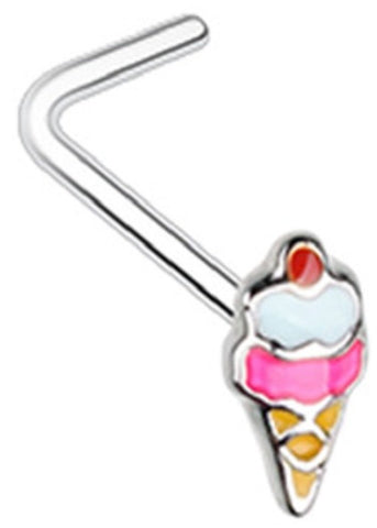 Nose Ring 20g Summertime Ice Cream Cone L-Shape Nose Ring
