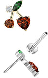 Body Accentz Titanium Threadless Push In CZ Cherry Piercing 16g 5/16