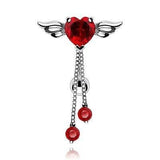 Belly Button Ring Reversed Angel Winged Heart Navel Round CZ Dangle 14 gauge