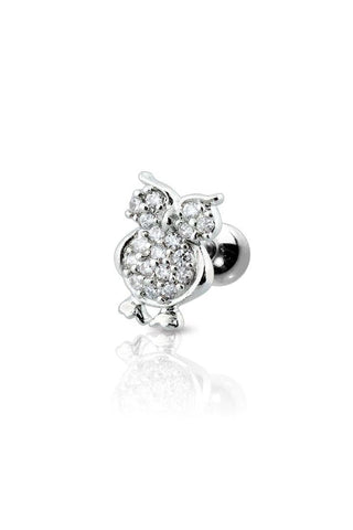 Body Accentz Tragus CZ PAVED OWL TOP 316L SURGICAL STEEL CARTILAGE BARBELL